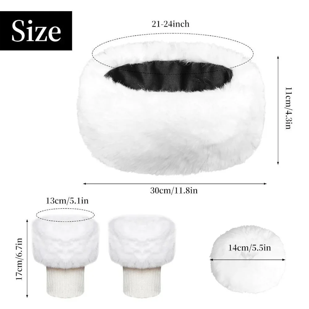 Faux Fur Headband Set with Wrist and Leg Warmers Winter Accessories Women